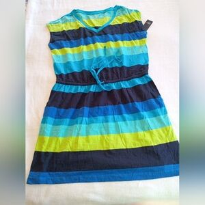 Crown & Ivy Striped Mini Dress - Blue and Green